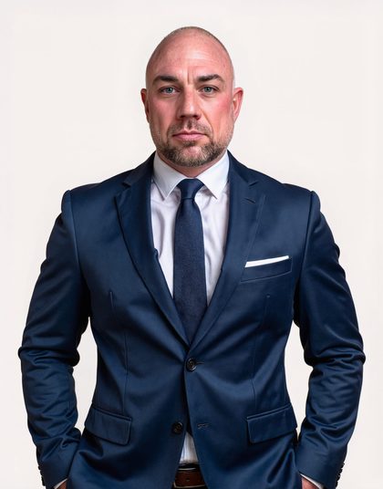 Headshot, studio, light background